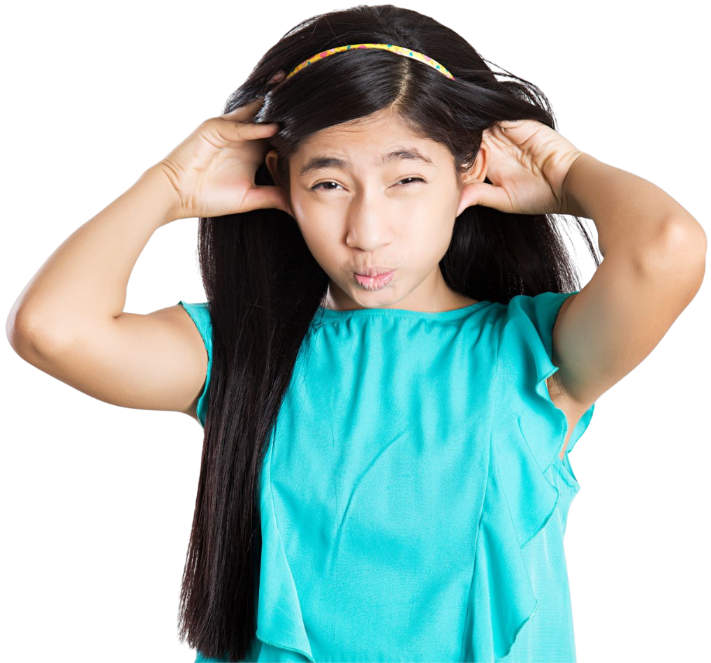 Girl scratching head